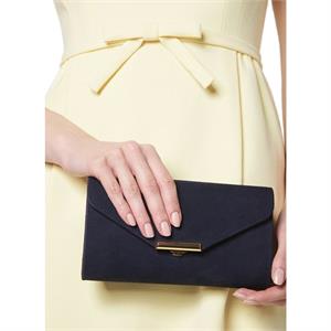 LK Bennett Lucy Navy Suede Envelope Clutch